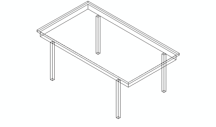 mesa rectangular en 3 dimensiones
