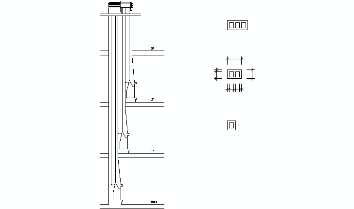 Bloque CAD de esquema conductos ventilación en edificio (DWG)