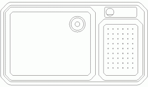 Bloque AutoCAD de fregadero - tarja, con 1 seno - tazón y escurridor