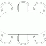 Bloque de AutoCAD .dwg de mesa para comedor de 8 personas