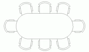 Bloque de AutoCAD .dwg de mesa para comedor de 8 personas