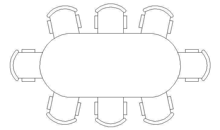 Bloque de AutoCAD .dwg de mesa para comedor de 8 personas