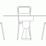 Bloque AutoCAD de mesa de cocina con sillas en alzado. Formato .dwg