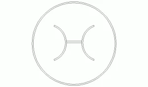Bloque AutoCAD de mesa circular en planta, de 1 metro de diámetro.