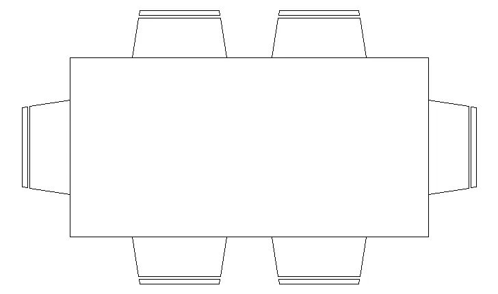 Bloque AutoCAD de mesa con seis sillas, en .dwg