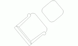 Bloque AutoCAD de sillón butaca con reposapiés en formato CAD .dwg