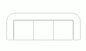 Bloque AutoCAD de sofá visto en planta. Muebles de sala de estar