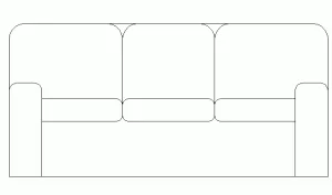 Bloque AutoCAD de sofá visto en alzado