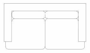Bloque AutoCAD de sofá de dos plazas. Formato CAD Block en .dwg