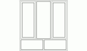 Bloques AutoCAD de ventanas: alzado de ventana de dimensiones 1,50 x 1,60 m